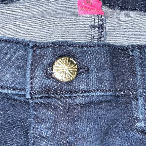 Lilly Pulitzer: Blue Dark Rinse Wash Frayed Hem Skinny Jeans - Picture 6 of 10